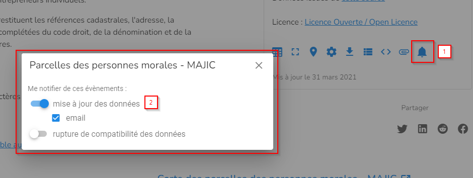 capture d'écran de l'abonnement à de nouvelles files de notifications