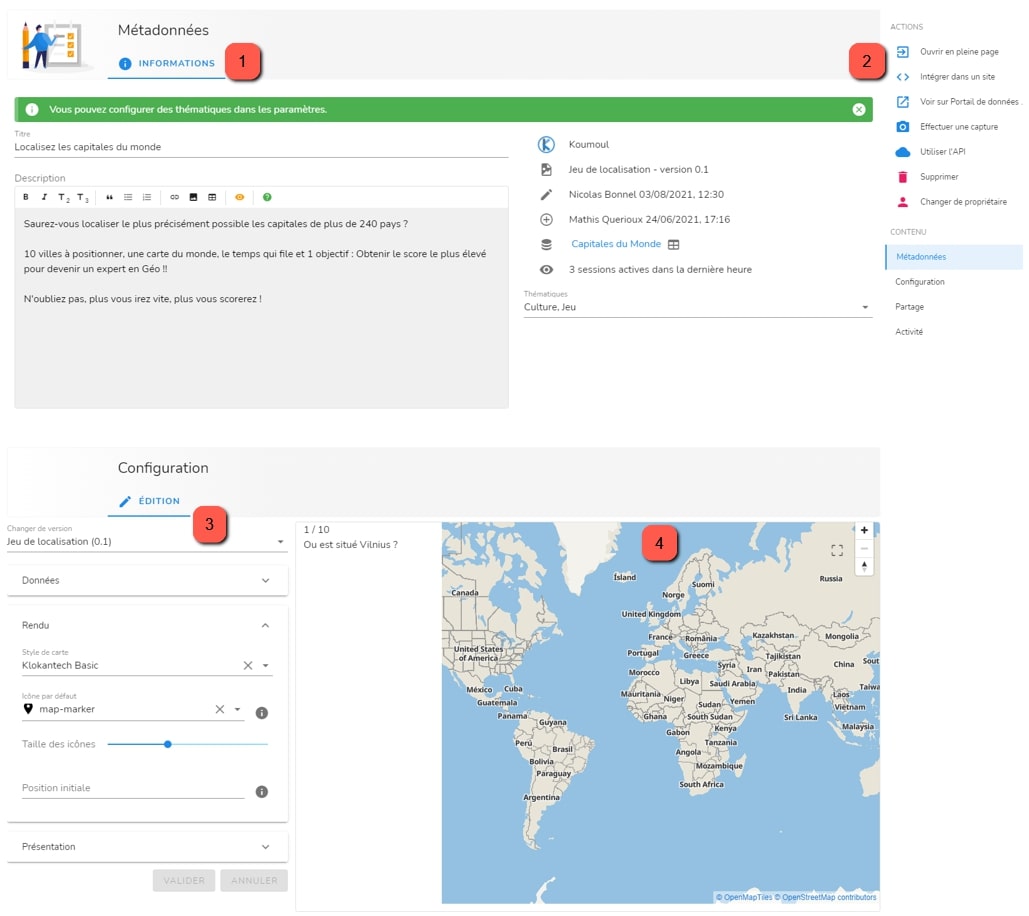 Page de configuration